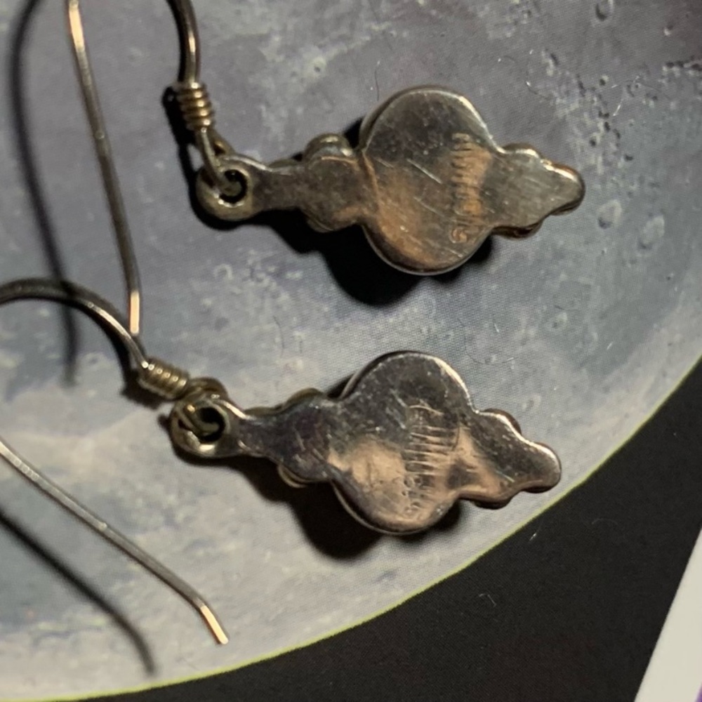 Vintage rodochrosite gemstone sterling earrings - Picture 8 of 10
